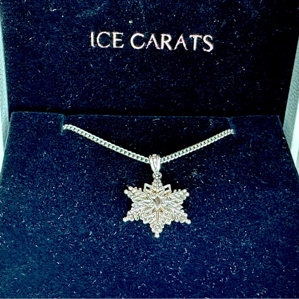 Ice carats sterling silver snowflake necklace